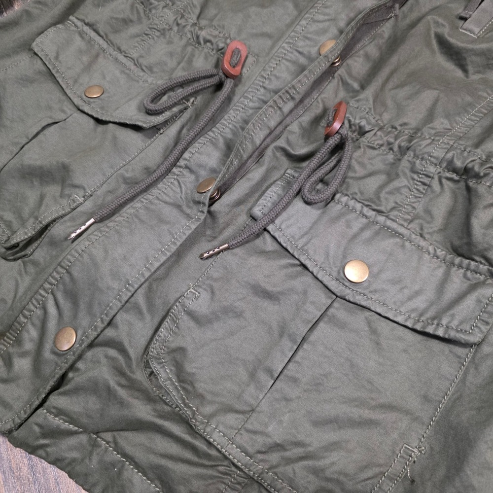 Loft Olive Green Utility Jacket‎ Drawstring Waist Cargo Pockets Women's Small - Picture 5 of 11